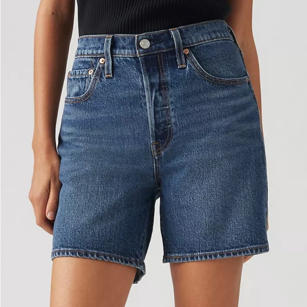 Signature‎ Levi Strauss Denim Shorts High Waist Bermuda Stretch Womens Size 14